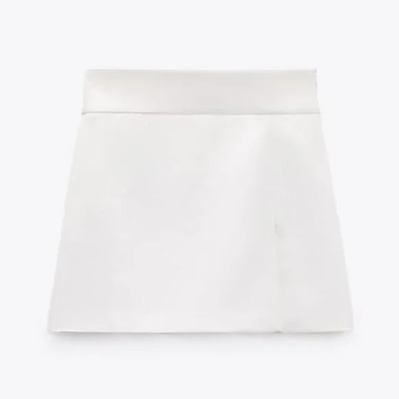 Zara High-waisted Slit Skort Wrap Shorts Oyster White NWT - Picture 10 of 10